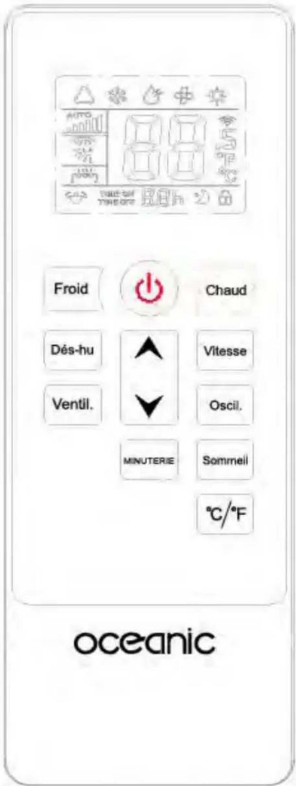 Froid Chaud Dés-hu Vitesse Ventil. Oscil. MINUTERIE Sommeil °C/°F oceanic