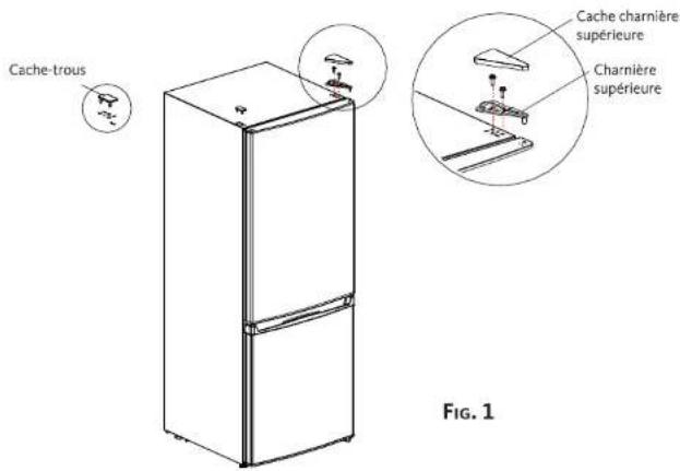 Cache-trous Cache charnière supérieure Charnière supérieure Fig. 1