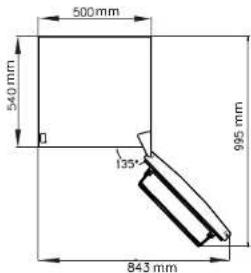 500mm 540 mm 135° 995 mm 843 mm