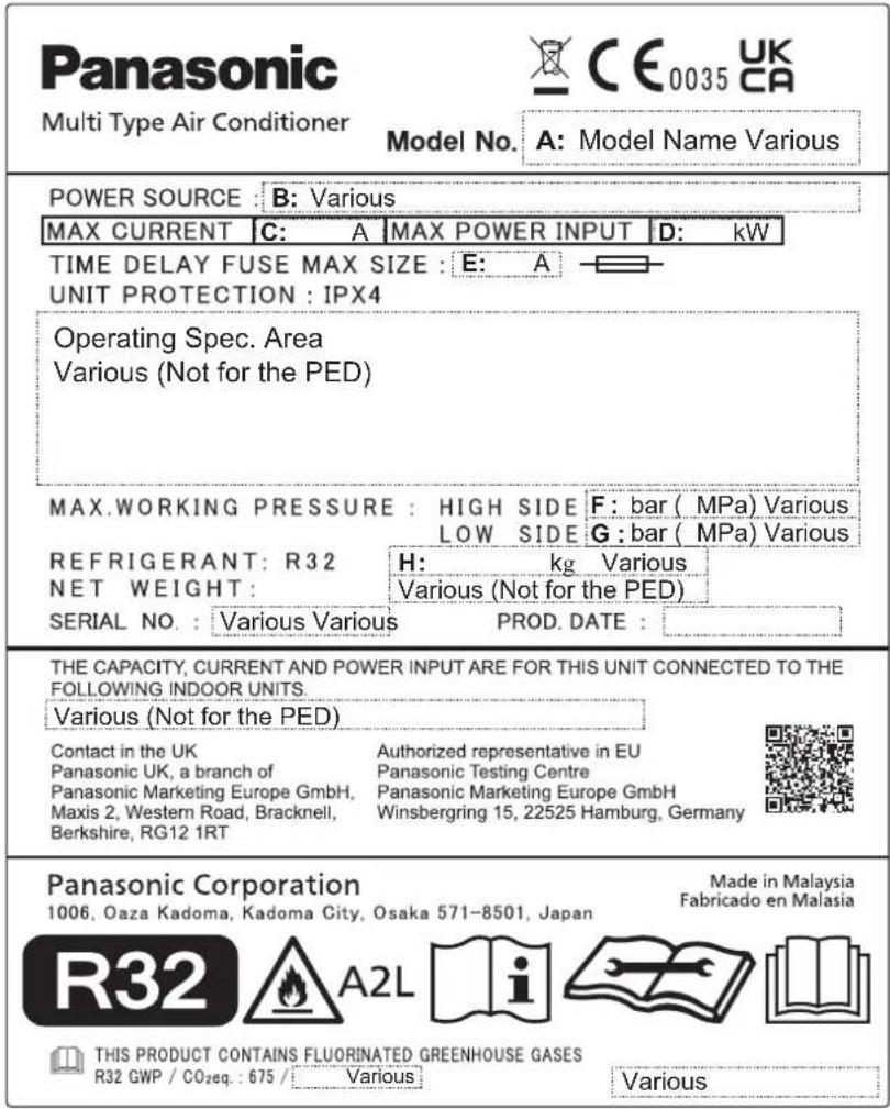 PANASONIC U8MZ1E8 - Маркировка съгласно Директива 2014/68/EU (Директива за Оборудване под Налягане) - 1