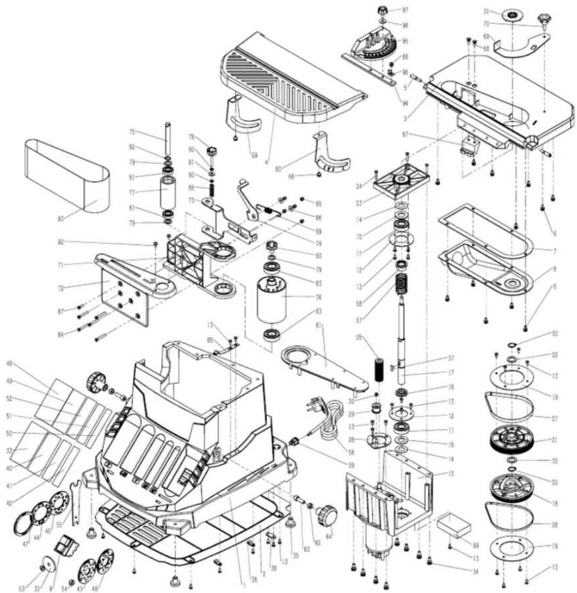 Holzmann OBS100A - Explosionszeichnung / Exploded view / Vista de despiece / Vue éclatée - 1