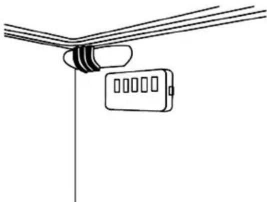 Simple line drawing of a ceiling-mounted device with a sensor or connector (no text or symbols)