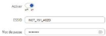 Activer ATT ON ESSID INET_151_A02D Not de passe ...... S