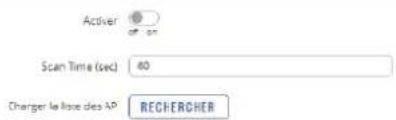 Activer Scan Time (sec) 80 Charger la liste des AP RECHERCHER