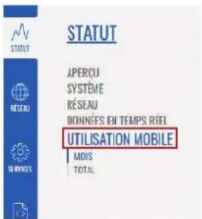 STATUT APERÇU SYSTÈME RÉSEAU DONNÉES EN TEMPS RÉEL UTILISATION MOBILE MOIS TOTAL