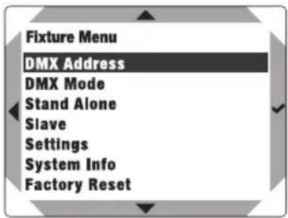 Cameo DURA LINE 50 - IMPOSTAZIONE DELL'INDIRIZZO DMX INIZIALE (DMX Address) - 1