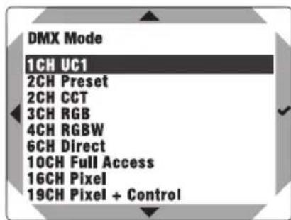 Cameo DURA LINE 50 - USTAWIANIE TRYBU PRACY DMX (DMX Mode) - 3