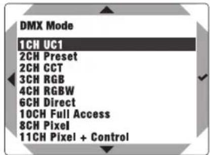 Cameo DURA LINE 50 - SELECTION DEL MODE OPERativo DMX (DMX Mode) - 2