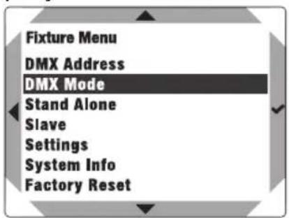 Cameo DURA LINE 50 - USTAWIANIE TRYBU PRACY DMX (DMX Mode) - 1