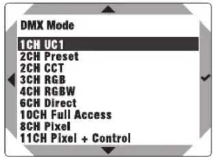 Cameo DURA LINE 50 - SELEZIONE DELLA MODALITA OPERativa DMX (DMX Mode) - 2