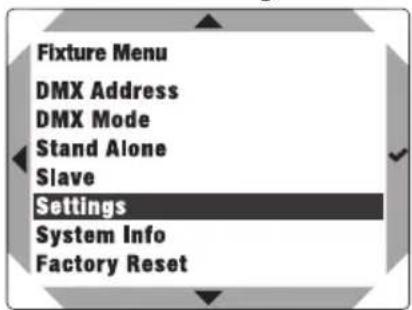 Cameo DURA LINE 50 - IMPOSTAZIONI DI SISTEMA (Settings) - 1