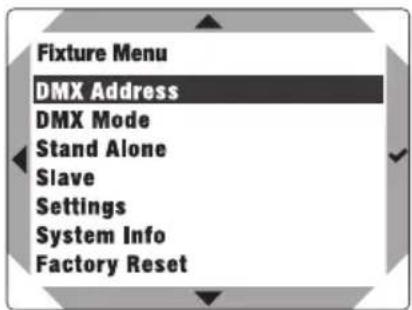 Cameo DURA LINE 50 - CONFIGURACION DE LA DIRECCION DE INICIO DMX (DMX Address) - 1
