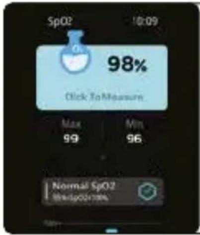 SpO2 10:09 98% Click To Measure Max 99 Min 96 Normal SpO2 98+SpO2