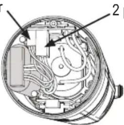 Technical diagram of a mechanical device with labeled components, showing internal wiring and parts