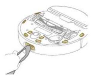 PHILIPS HomeRun 7000 Series XU7100 - Limpar as rodas principales e a roda dianteira - 2