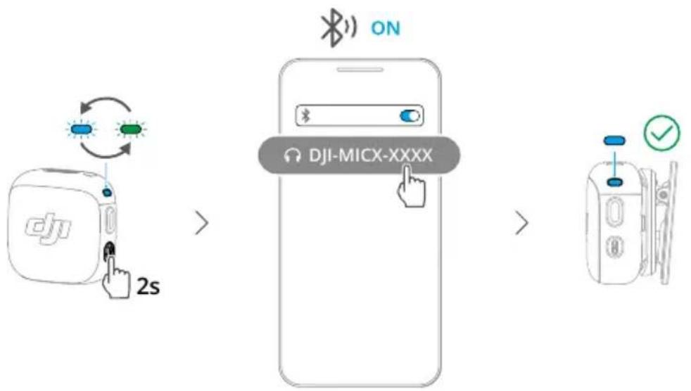 DJI Mic 3 - Connexion de l'émetteur à votre téléphone via bluetooth - 1