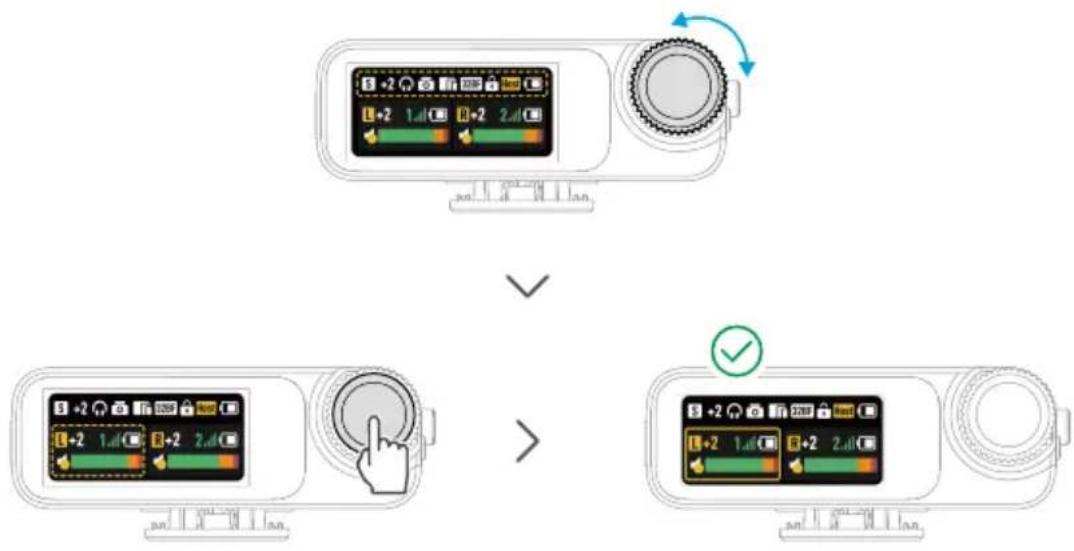 DJI Mic 3 - Actions rapides avec le cadran - 3