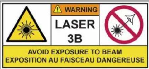 WARNING LASER 3B AVOID EXPOSURE TO BEAM EXPOSITION AU FAISCEAU DANGEREUSE