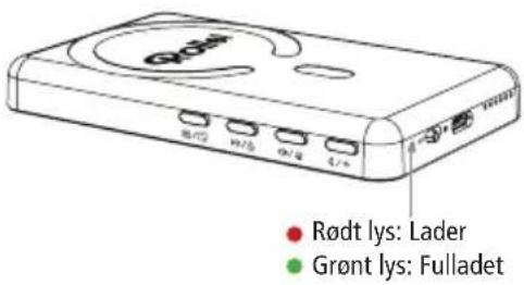 Qoxt Rødt lys: Lader Grønt lys: Fulladet