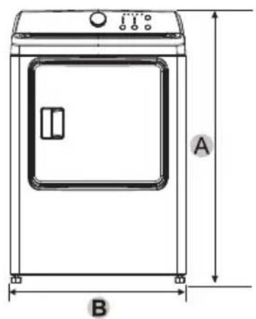 MIDEA MLTE42A2BWW - Minimum clearances between the dryer and adjacent walls or other surfaces: - 1