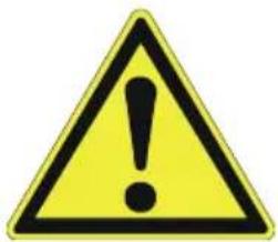 Yellow triangular warning sign with black exclamation mark symbol