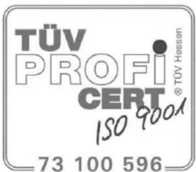 TÜV PROFI CERT ISO 9001 73 100 596 ® TÜV Hessen