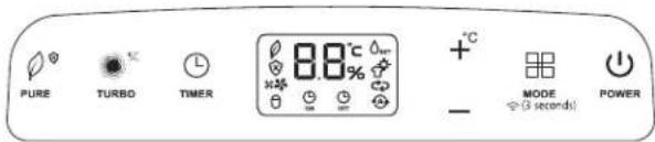 PURE TURBO TIMER 8.8°C 0.00 +°C - MODE (3 seconds) POWER