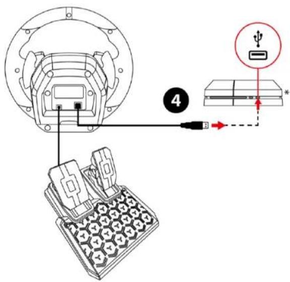 Diagram showing a device assembly with labeled components and connection arrows, including a USB symbol and connector pin.