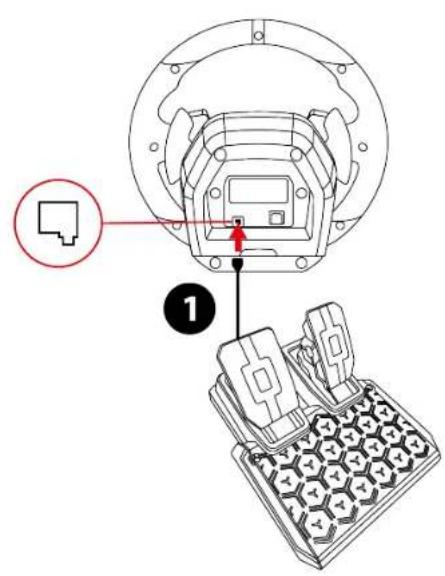 Technical diagram showing a device component with labeled parts and a highlighted connection point