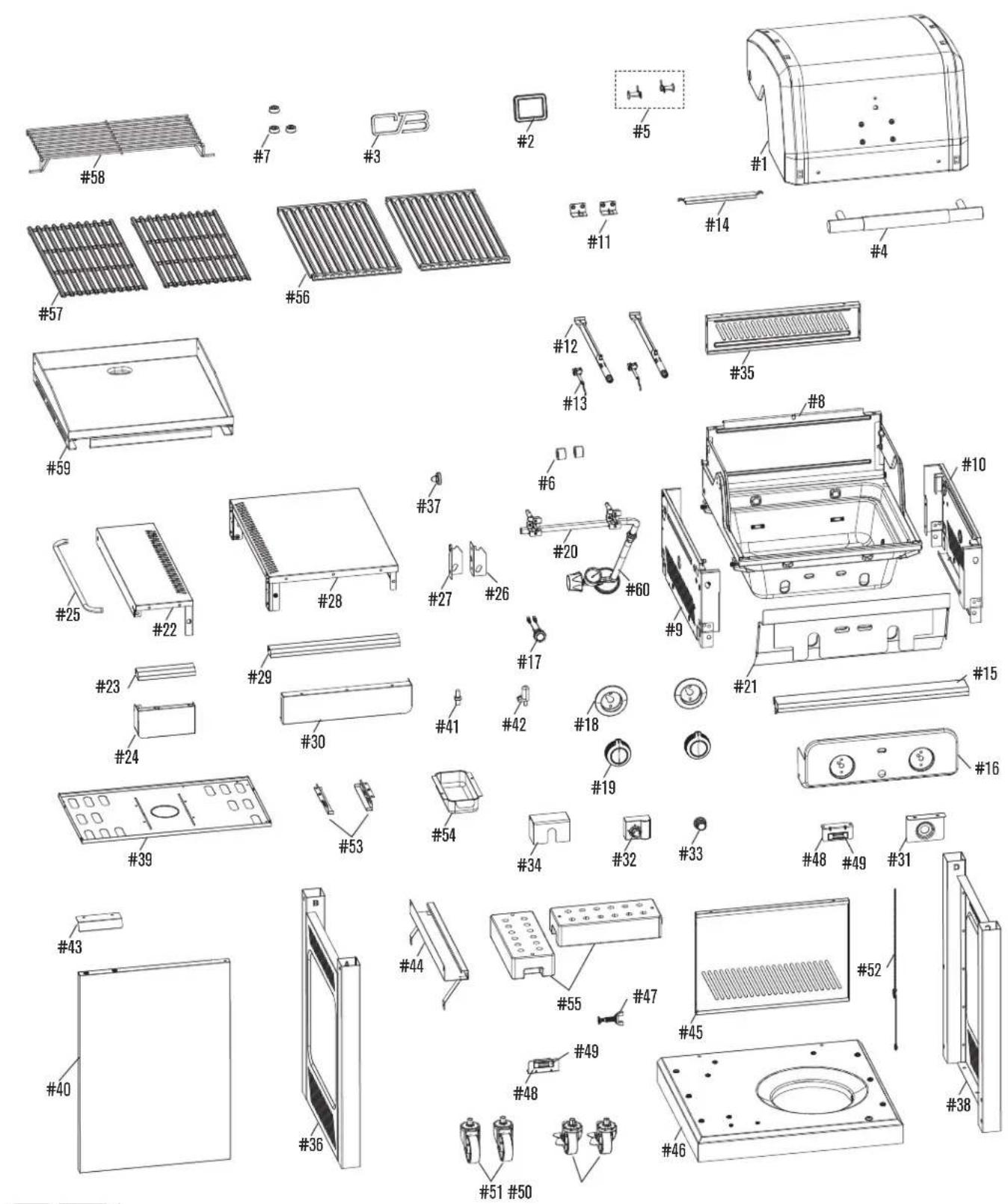 CHAR BROIL Commercial 463657524 - PARTS DIAGRAM / SCHEMA DES PIECES / VISTA ESQUEMATICA DE PIEZAS - 1