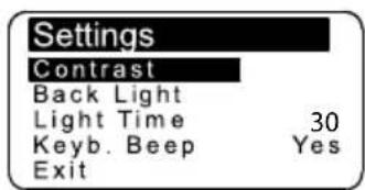 Lofrans THETIS 5003 - Settings menu - 1