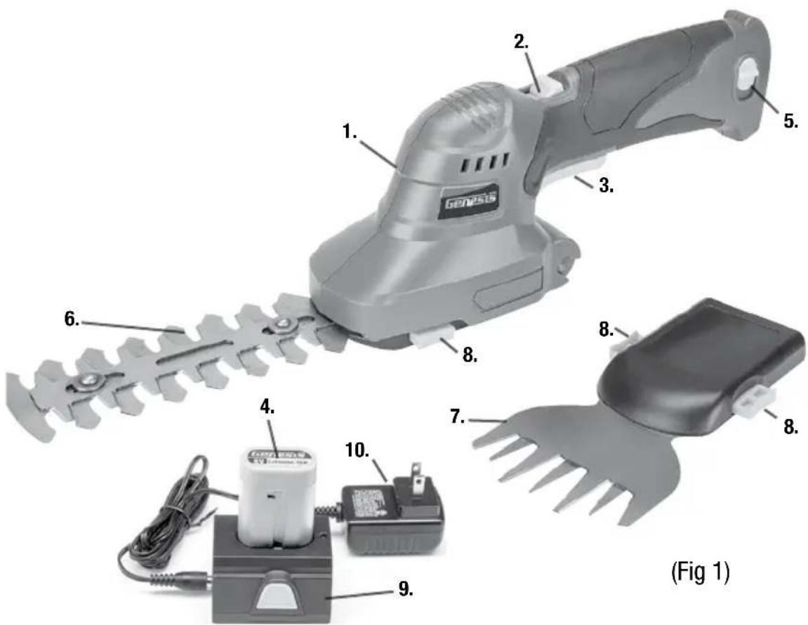 Genesis GLGT08B - KNOW YOUR CORDLESS GARDEN TRIM KIT - 1