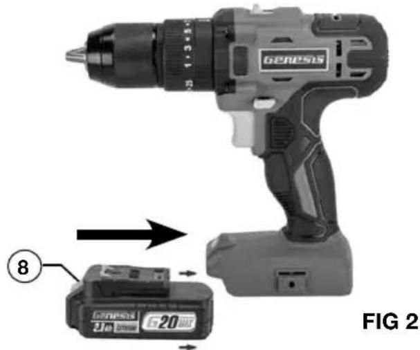 Genesis GLHD20B - INSTALLING AND REMOVING THE BATTERY PACK (FIG 2) - 1