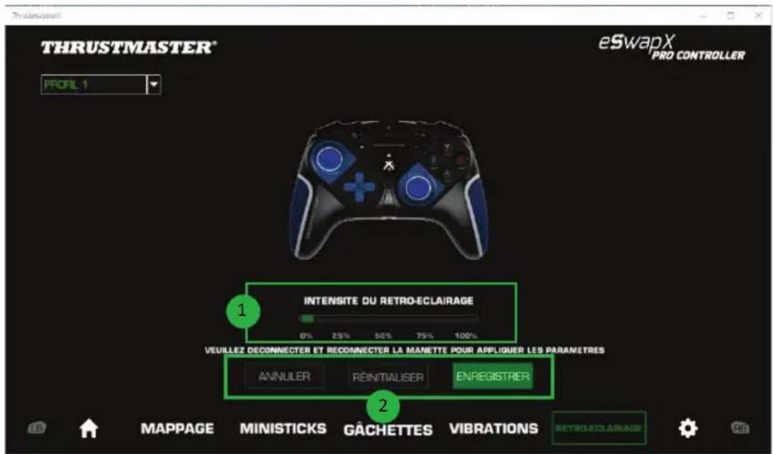THRUSTMASTER eSwap XR Pro Controller - Paramétrage du rétroéclairage - 1