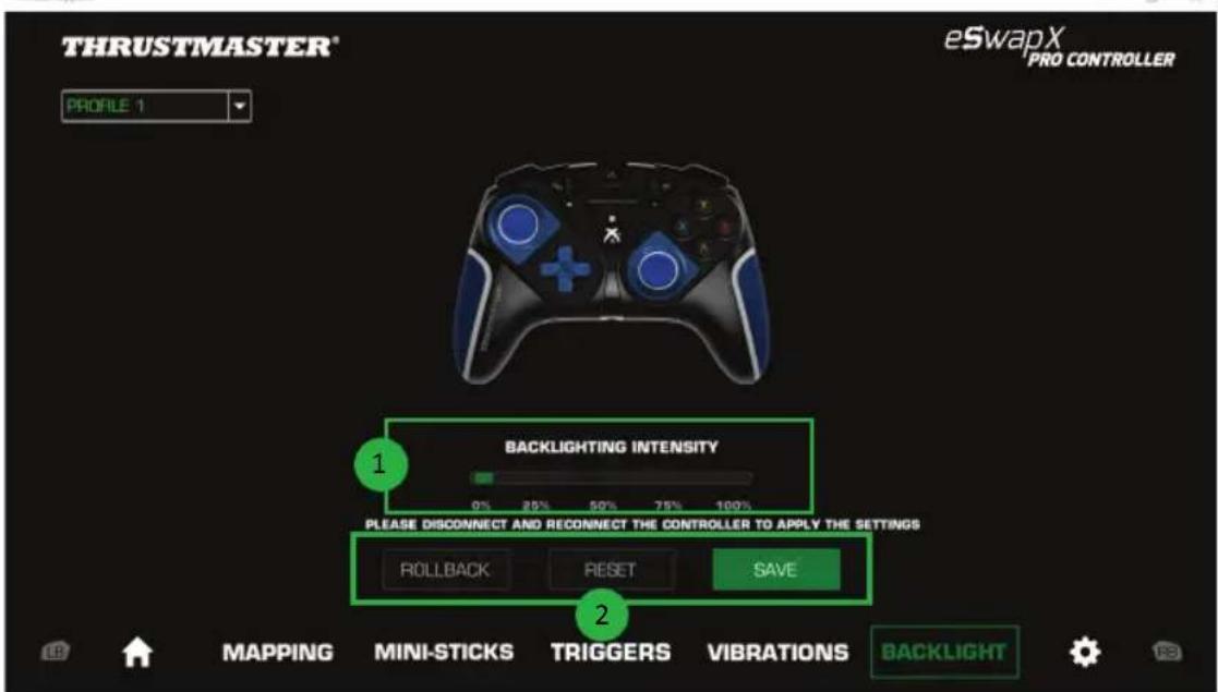 THRUSTMASTER eSwap XR Pro Controller - Configuring the backlighting - 1