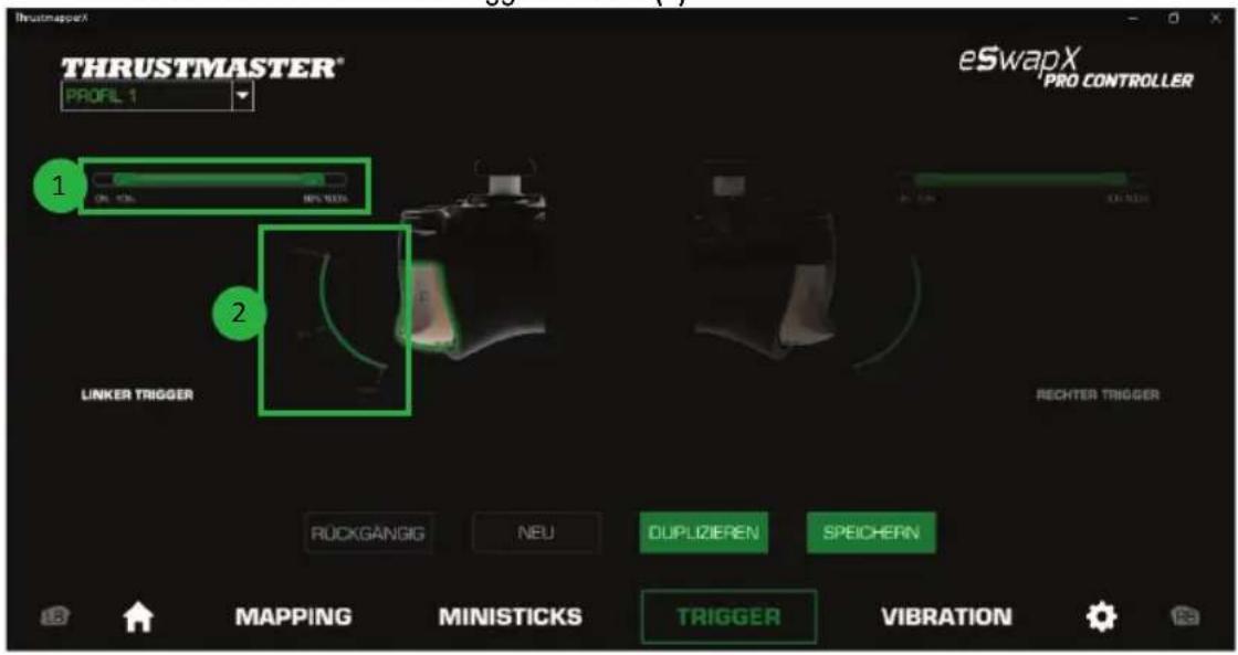 THRUSTMASTER eSwap XR Pro Controller - Um die aktive Zone für die Trigger zu kalibrieren: - 1