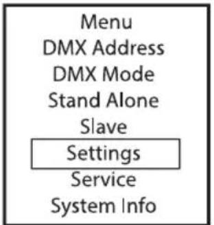 Cameo PIXBAR SMD SHORT IP G2 - IMPOSTAZIONI DI SISTEMA (Settings) - 1