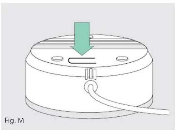 Diagram of a cylindrical device with a green arrow pointing downward and a labeled section 'Fig. M' (no text or symbols on the diagram itself)