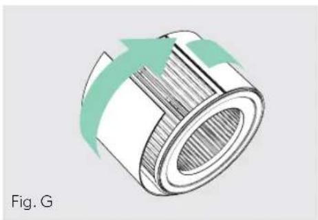 3D illustration of a cylindrical mechanical component with green arrows indicating direction (no text or symbols)