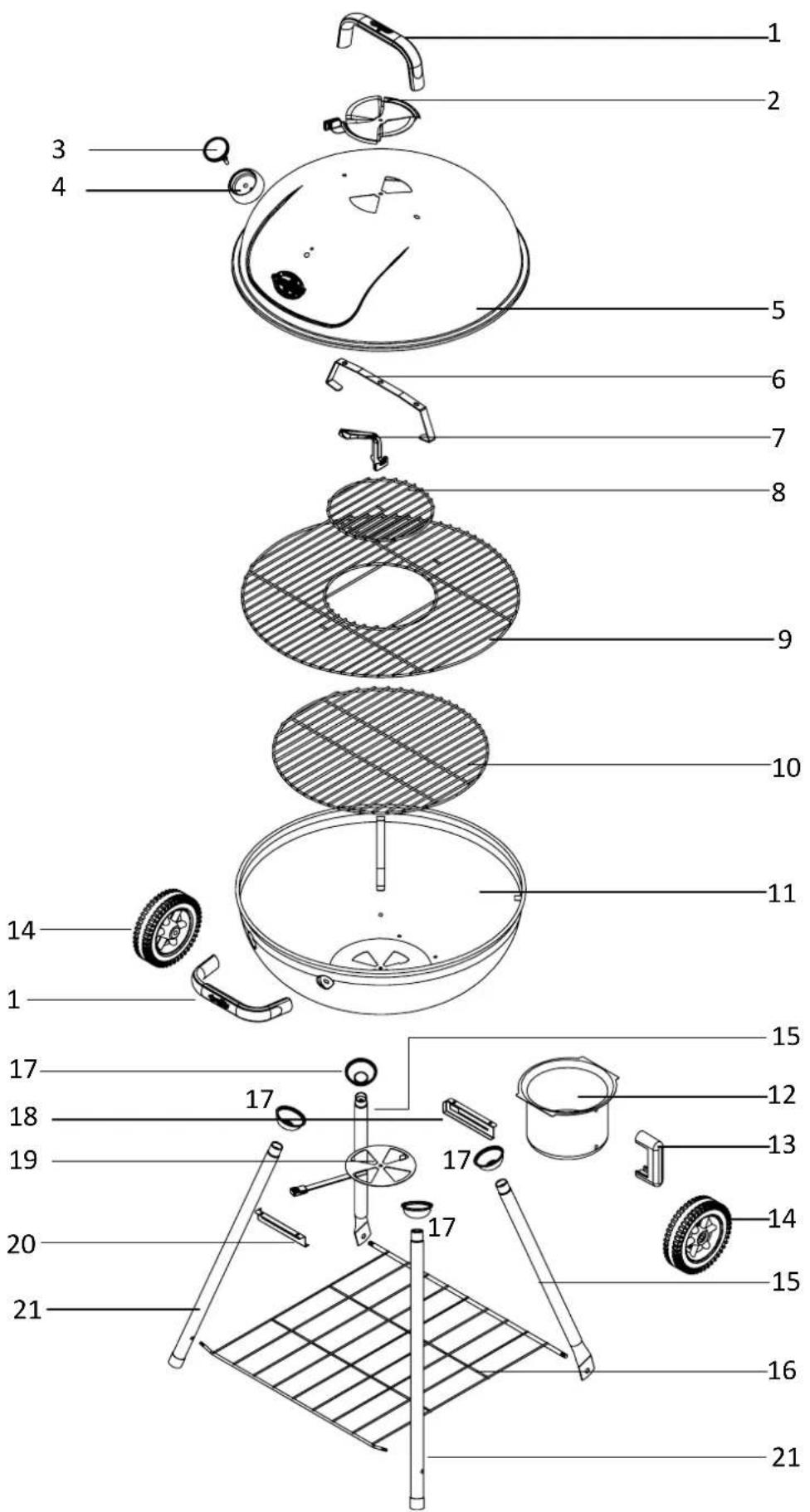 Exploded view diagram of a refrigerator with numbered parts for identification