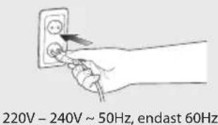 220V - 240V ~ 50Hz, endast 60Hz