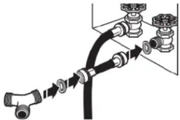 WHIRLPOOL WGD4307SW - Fixer le tuyau court et le raccord en « Y » - 1