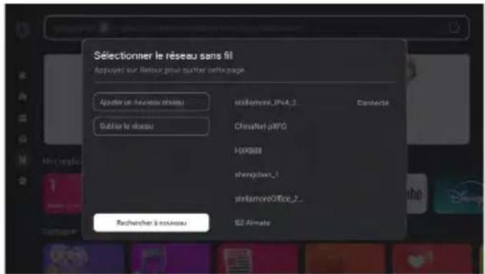 Sélectionner le réseau sans fil Appuyant sur Retour pour outlier cette page Appuyant sur nouveau réseau outlier le réseau srièbemore_JPVA_1 Contacté ChinaNet-pM70 HXP888 shengchen_1 sirelamoreOffice_2... Searcher à nouveau 62 Almate