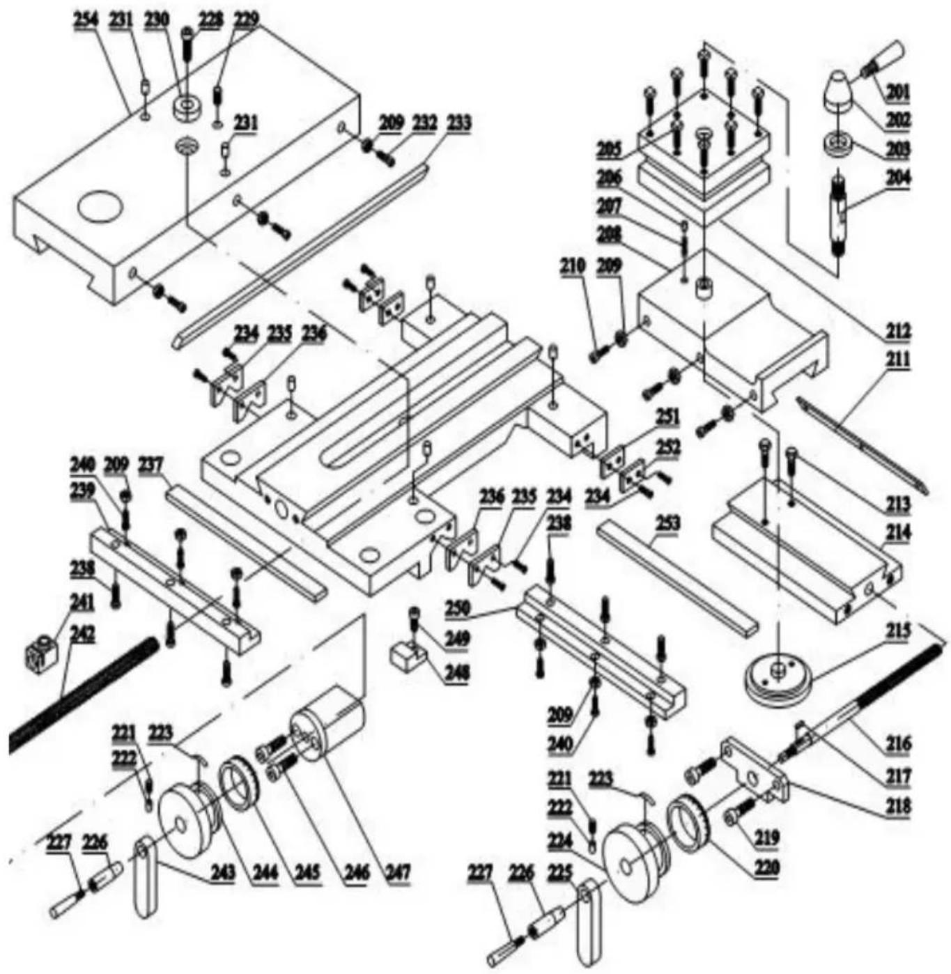 Vevor WM210V - Top slide, Cross slide, Carriage Assembly - 1
