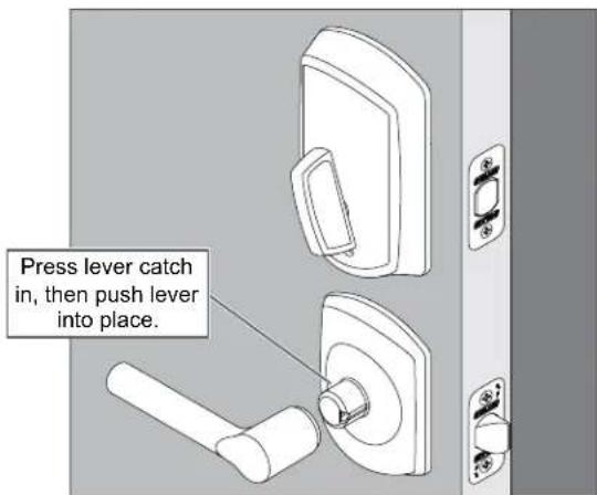 Press lever catch in, then push lever into place.