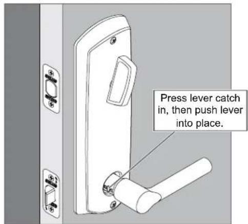 Press lever catch in, then push lever into place.
