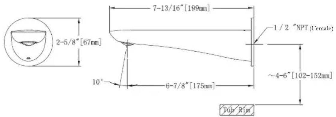 TOTO TBG02001U - ROUGH-IN DIMENSIONS / DIMENSIONES PRELIMINARES ROBINETTERIE BRUTE / DIMENSÕES APROXIMADAS - 1