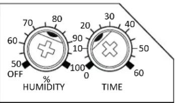 70 80 60 90 50 OFF 100 % 20 30 40 0 50 HUMIDITY TIME 60