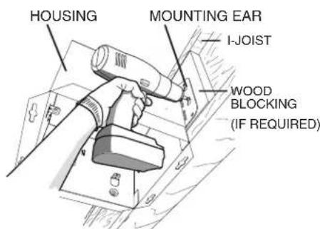 HOUSING MOUNTING EAR I-JOIST WOOD BLOCKING (IF REQUIRED)