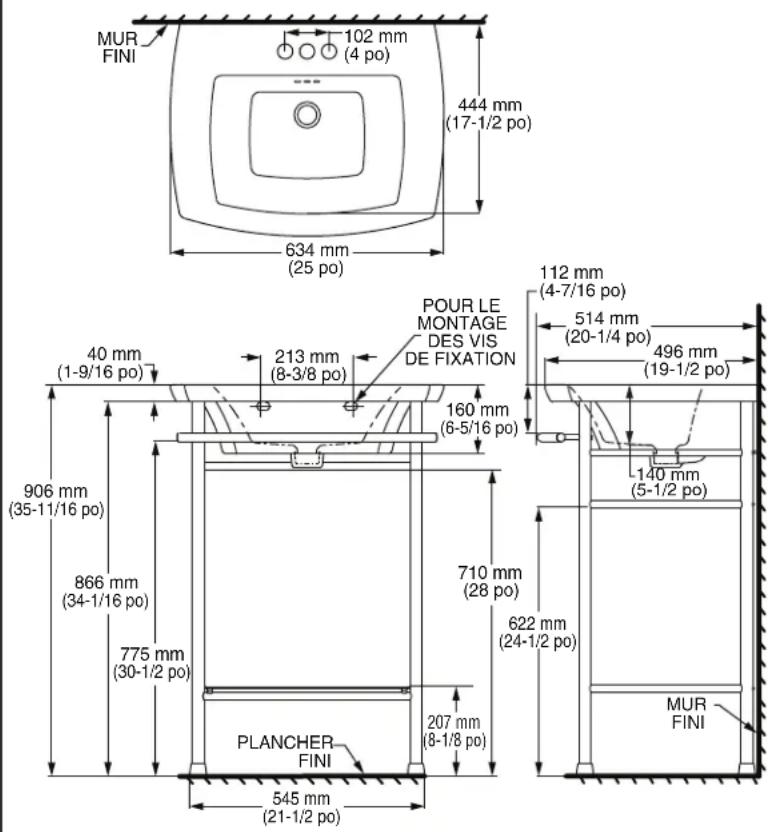 American Standard Edgemere 0445800 - RESPECTEZ TOUS LES CODES DE PLOMBERIE ET DU BÂTIMENT DE VOTRE RÉGION - 3